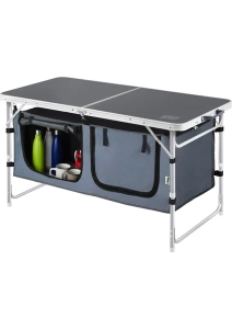 Saklama Dolaplı Kamp Masası, Katlanabilir Alüminyum Piknik Kamp Masası Mutfağı Dolabı Antrasit